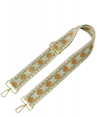 Wide Aztec Tribal Pattern Guitar Strap SS050R TAN/SAGE
